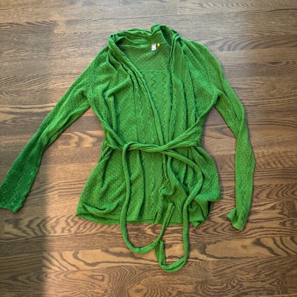 Knitted & Knotted ANTHROPOLOGIE Linen cotton Cardigan sweater LARGE - Picture 1 of 5